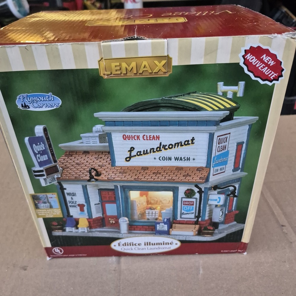 Lemax Quick Clean Laundromat #75511 Plymouth Corners Christmas Village 2007